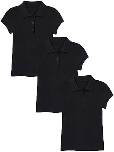 3PK Girls S/S Stretch Pique Polo Shirt