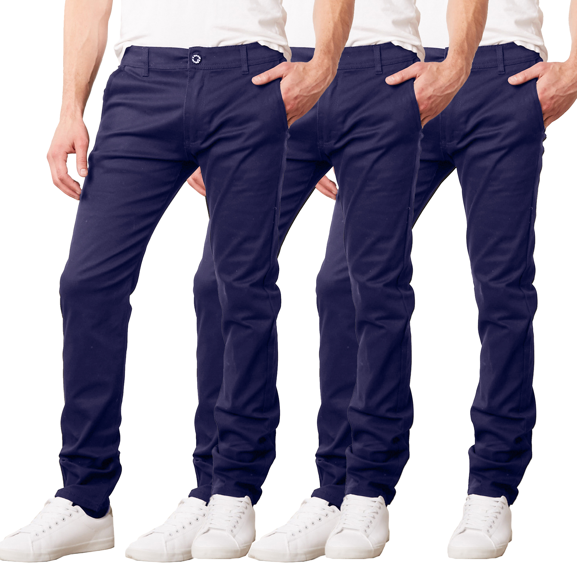 3Pk Mens Stretch Classic Chino Pants (30-42) - Gallery 12