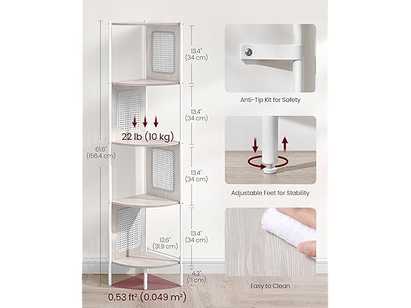 VASAGLE 5-Tier Corner Shelf Stand