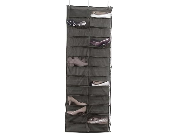 Simplify 26 Pocket Over Door Shoe Caddy in Grey
