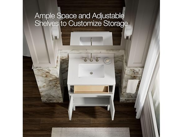 Kohler 30" Bathroom Vanity Cabinet Sink and Quartz top White