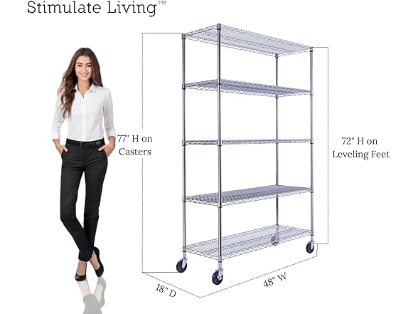 HEAVY DUTY Black 5-Tier Wire Shelving - Gallery 5