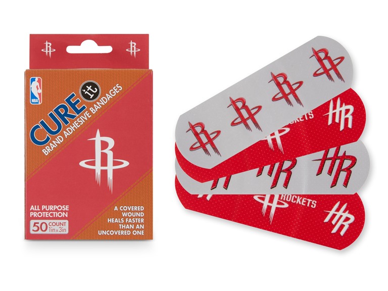 CURE IT  TRX-NBA-HOURO 10-Pack / 500ct 500ct NBA Team Adhesive Bandages  Houston Rockets