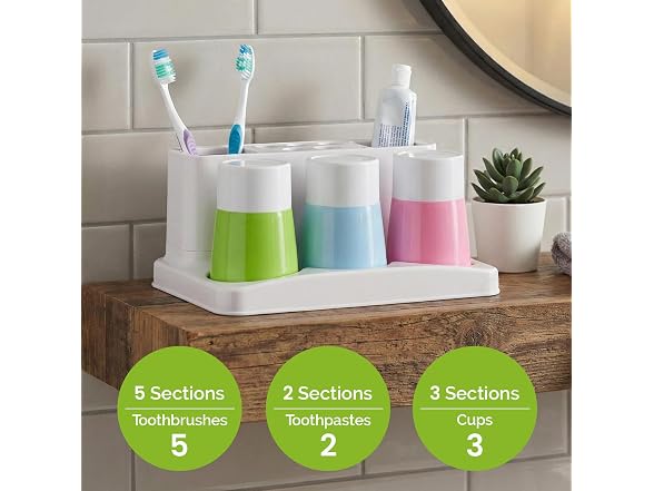 Basicwise Plastic Bathroom Toothbrush Holder