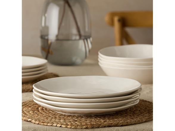 Linen Cream 11 Inch Stoneware Dinner Plates Set of 4 