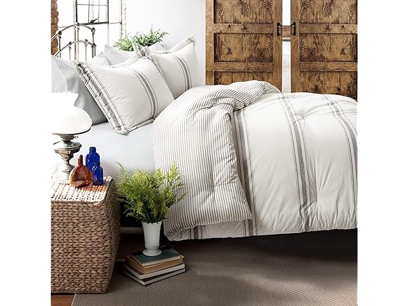 Lush Decor Stripe Reversible Cotton Comforter Set