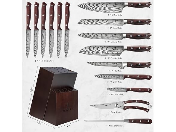 16-Piece High Carbon Knife Set w/ Block