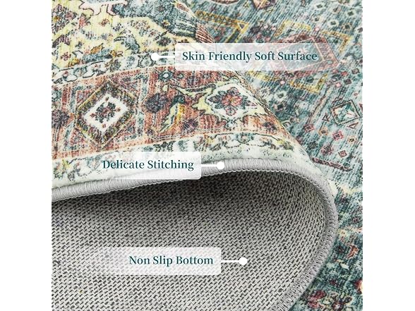 IMINROME 8x10 Vintage Area Rug, Green
