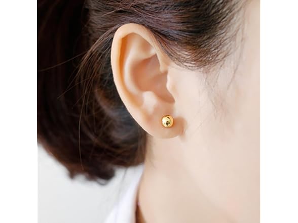 UNAHKTHY 14K Gold Ball Stud Earrings