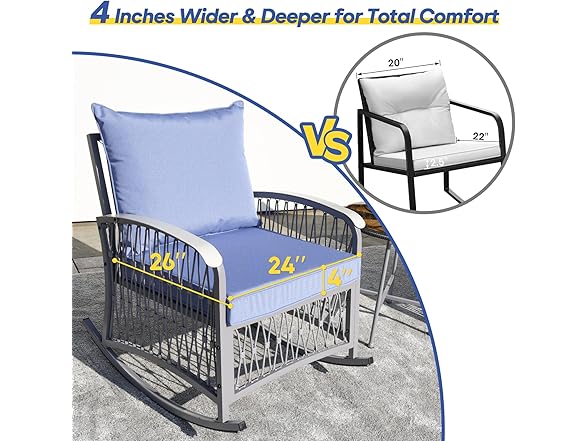 zzwhom 3 PCS Outdoor Rocking Chairs Patio Bistro Set