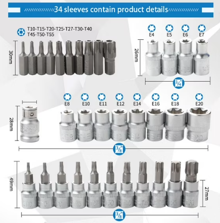 34-Piece Star Bit Socket & Ratchet Set - Gallery 7