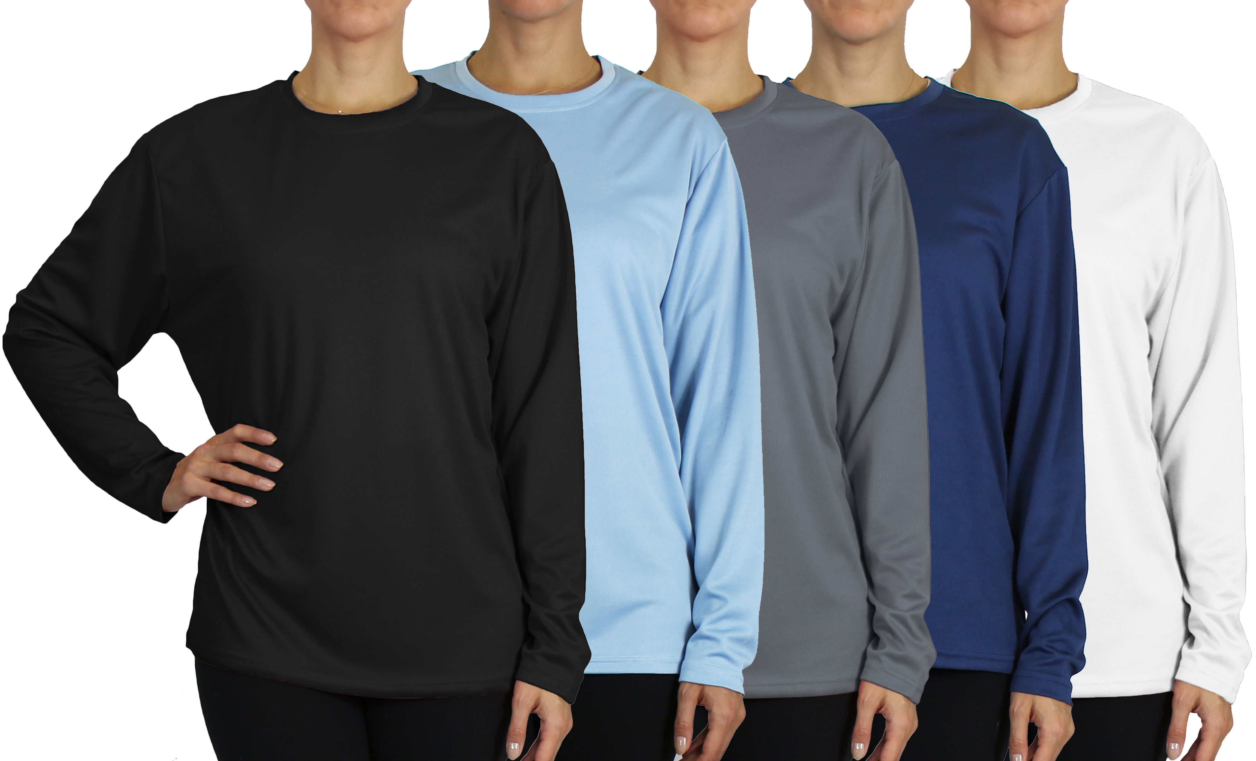 5Pk Womens L/S Loose Fit Performance Shirt - Gallery 6