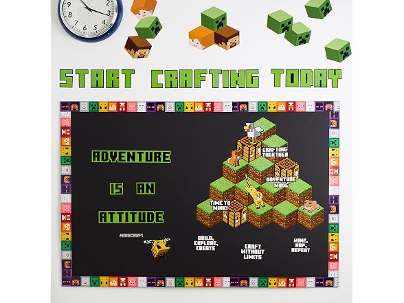 Eureka Minecraft Adventure is an Attitude Bulletin Board Set