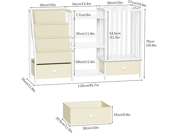 4-in-1 Kids Bookshelf and Toy Storage