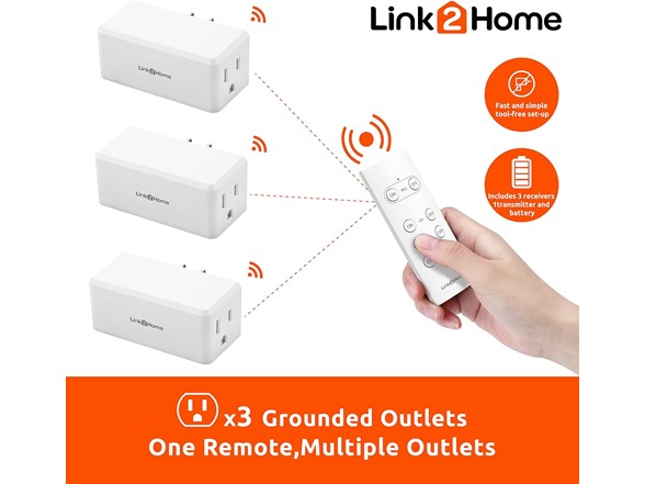 Link2Home Wireless Remote Control Outlets (6pk)