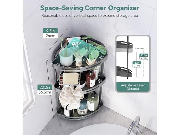 Binecer Corner Shower Caddy Standing, 3-Tier