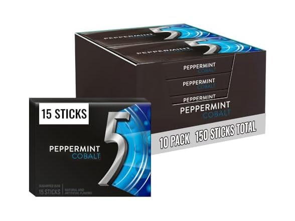 10PK 5 GUM Peppermint Cobalt Sugar Free Chewing Gum
