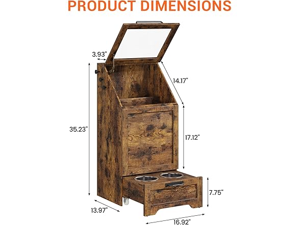 Top Opening Dog Feeding Station, Wooden Storage