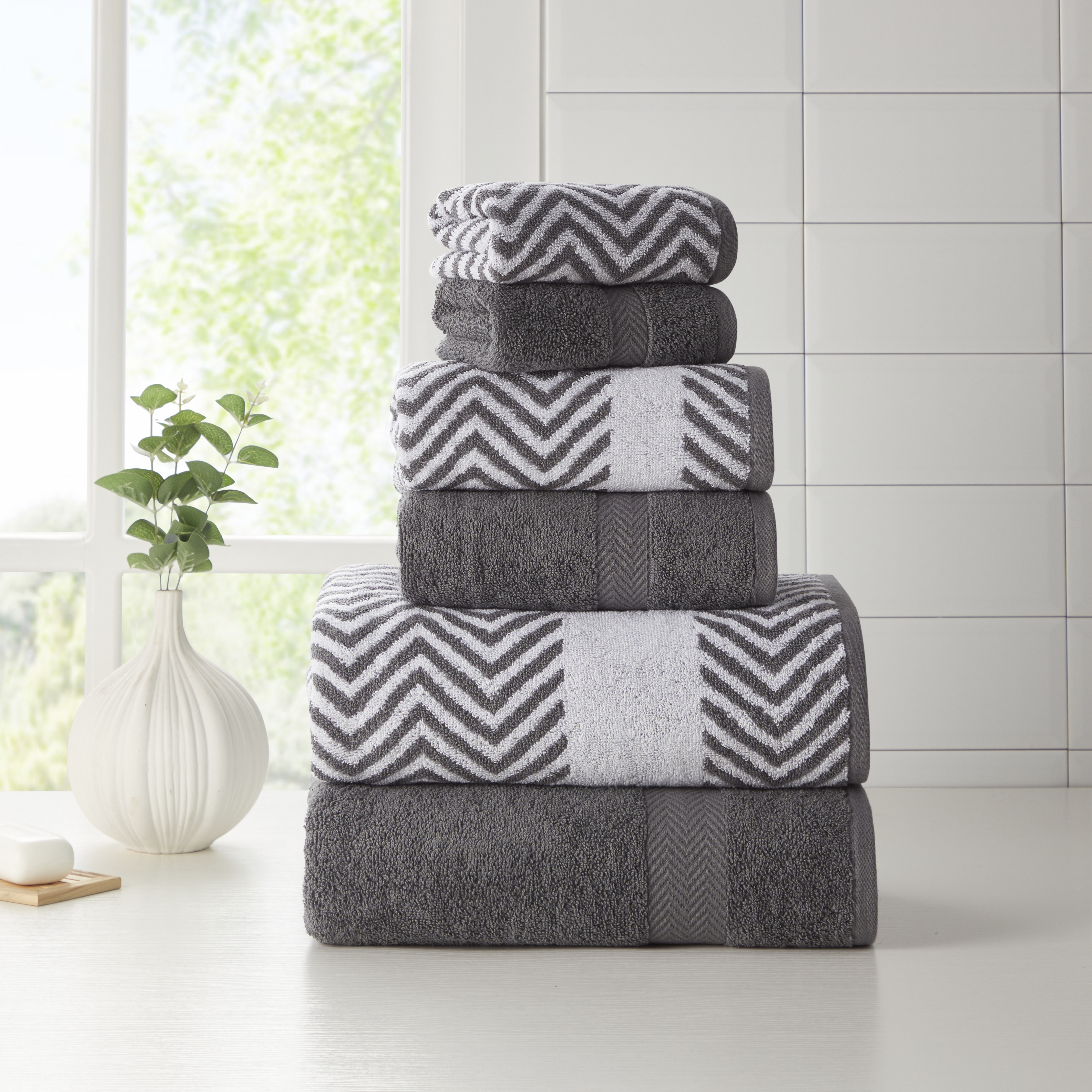6 Piece Chevron Jacquard Towel Set - Gallery 15