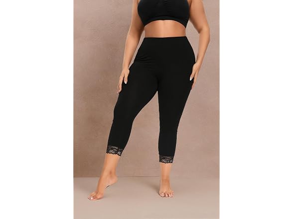 Eliss Women (XL) Modal Capri Lace Trim Leggings