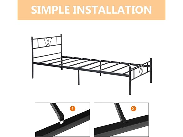 Relyblo Twin Size Metal Platform Bed Fra