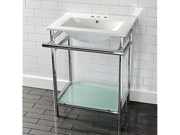 Kingston Brass 24" Ceramic Console Sink, White/Polished Chrm