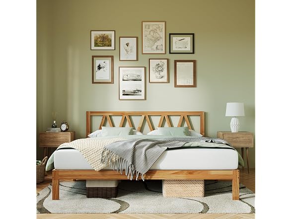 Novilla 12 Inch Solid Wooden King Size Bed Frame