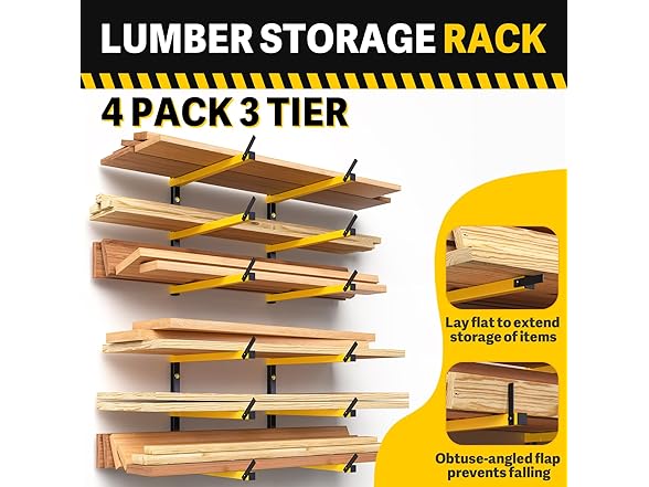 GREENER Lumber Storage Rack Folding, 4 Pack