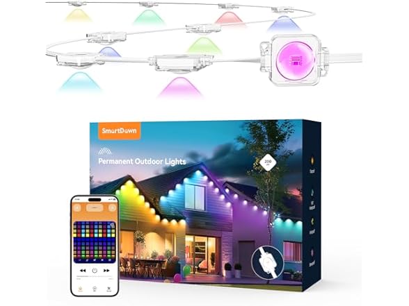 Brightown Permanent Outdoor Lights, 150FT RGB LED String Lights