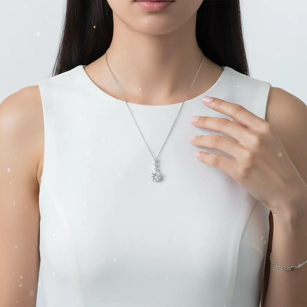 Moissanite Diamond Graduating Necklace - Gallery 7