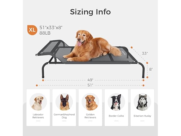 Sweetnight Elevated Dog Bed with Headrest