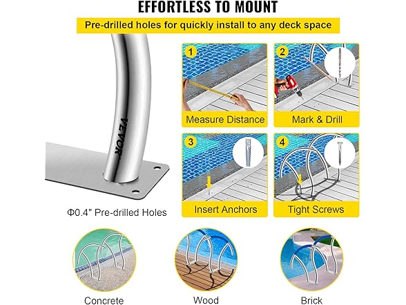 VEVOR Pool Handrail