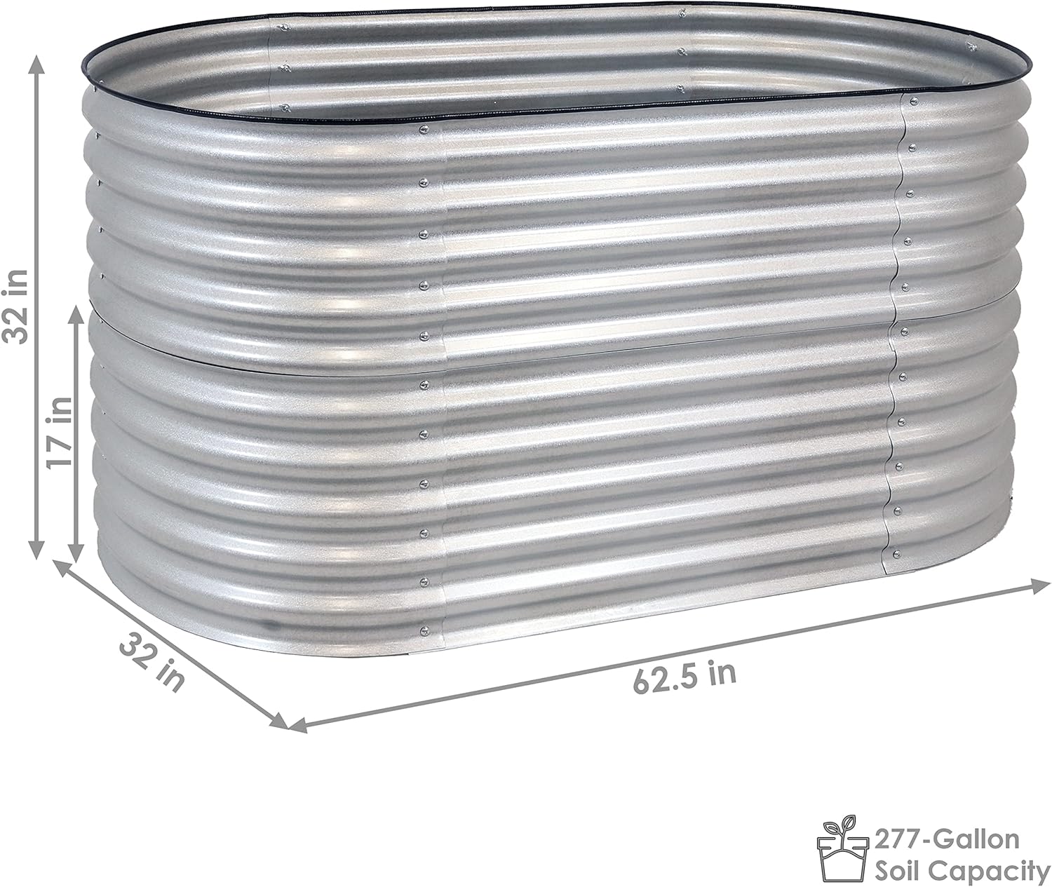 Sunnydaze 62.5" Oval Garden Bed - Silver - Gallery 16