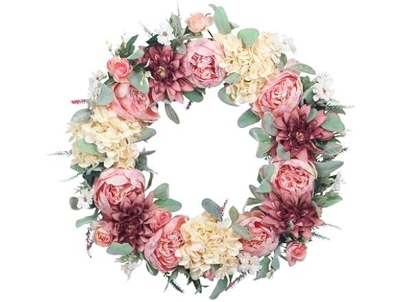24" Pink Peony Wreath