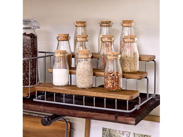 iDesign Ria Safford Collection Acacia Wood and Wire Organizer