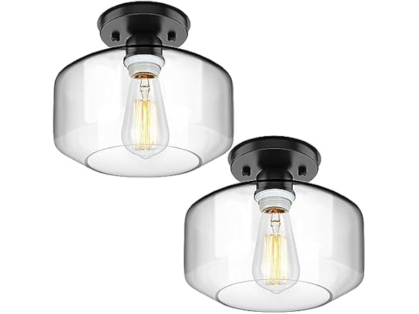 TOBUSA Semi Flush Mount Ceiling Light 2 Pack, Clear