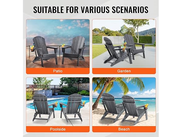VEVOR Adirondack Chair Plastic, Set of
