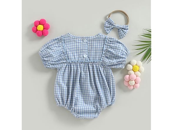 Douhoow Infant Baby Girl Plaid Romper