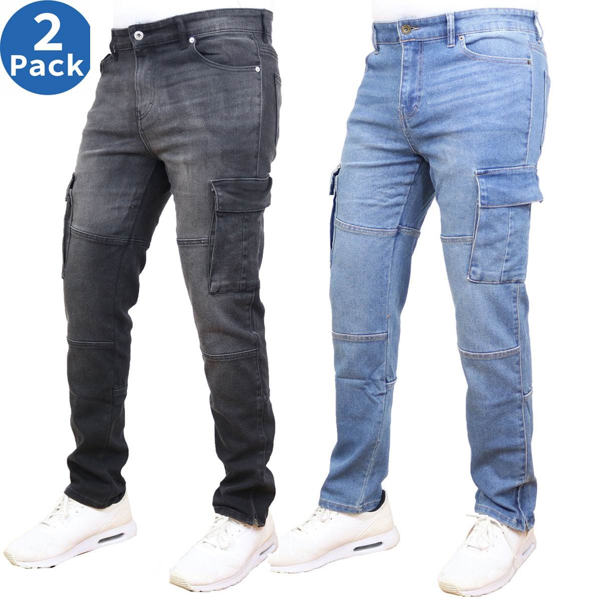 Men's Stretch Cargo Denim Jeans (30-42) - Gallery 34