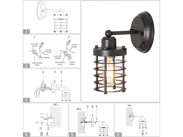GEPOW Farmhouse Wall Sconce, Industrial Mini Cage