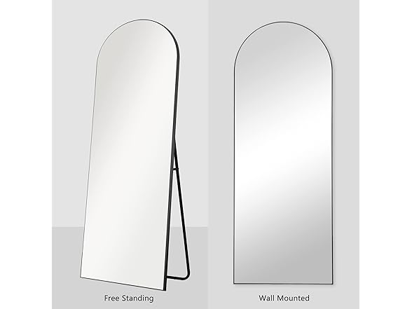 Pexfix Arched Full Length Mirror Black Wood Frame, 65x22"