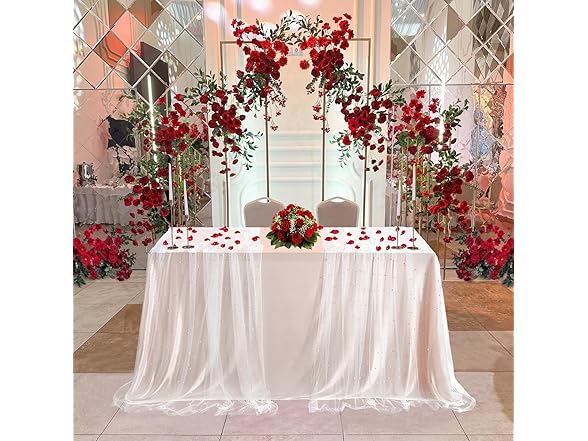 YOUMEHOME 60x120 Inch Pearl Table Cloth, 4PK