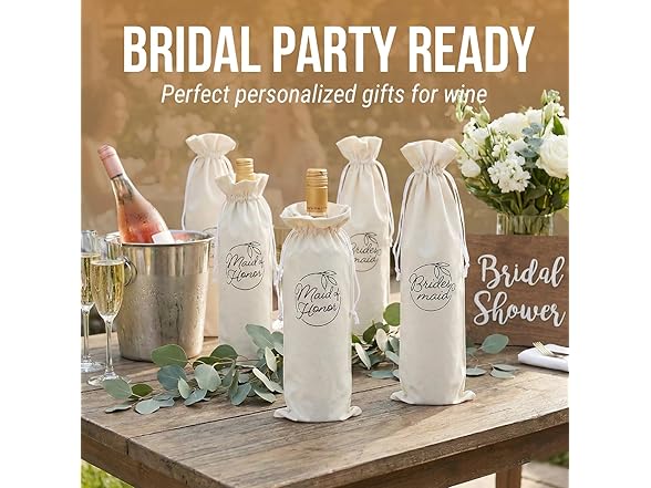 Fun Express Maid of Honor & Bridesmaid Wine Drawstring Bags - 6 Pieces