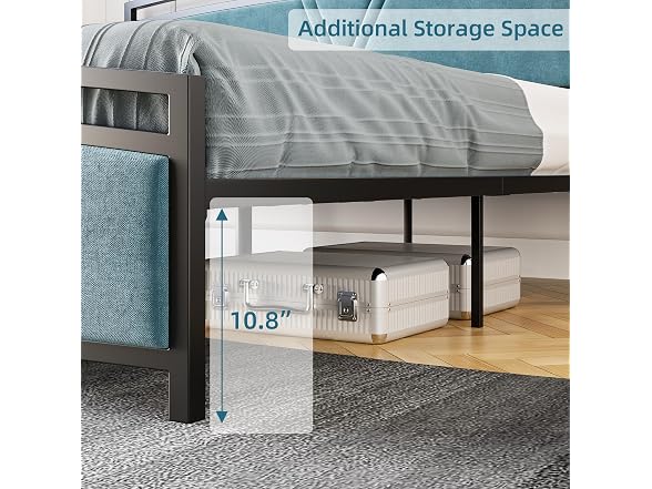 GAOMON King Velvet Bed, Arc Design, Blue