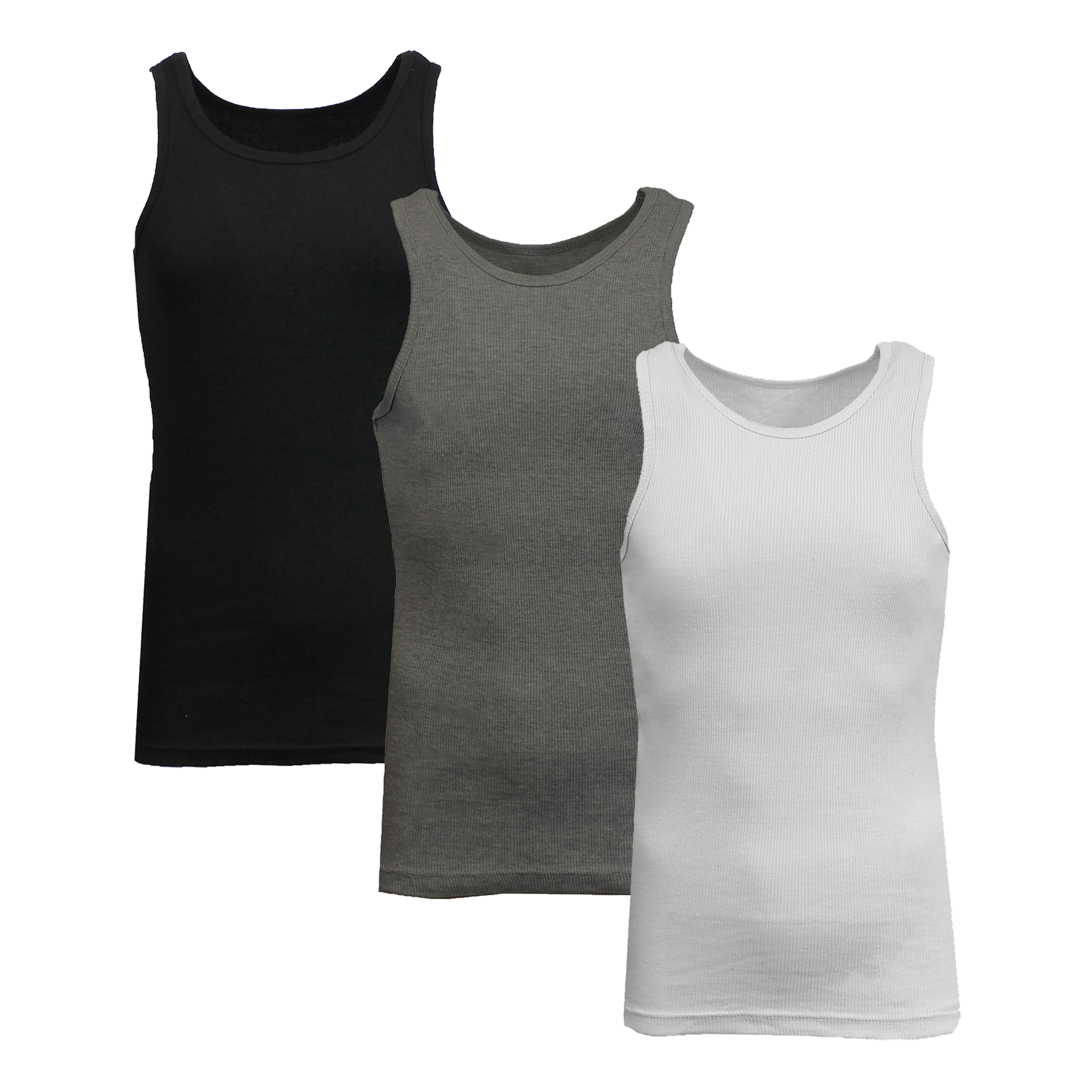 3 or 5PK Men's Heavyweight Ribbed Tank Top - Gallery 36