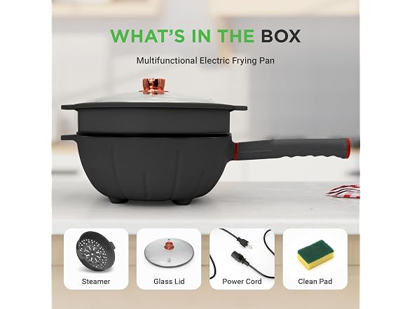 Nutrichef 4L Electric Frying Pan & 4L Steamer 