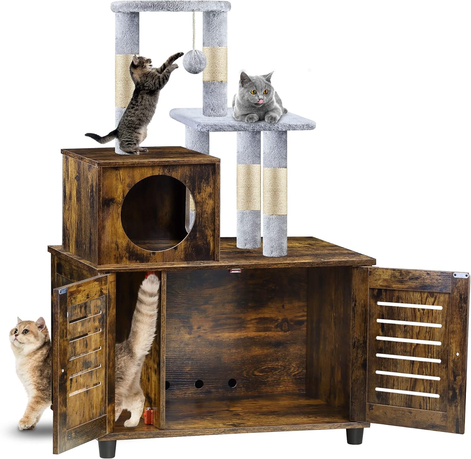 EasyCom Litter Box Enclosure, Hidden Cat Tree - Gallery 8