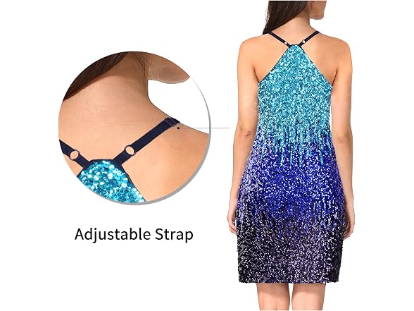 Maner Women (M) Glitter Sequin Adjustable Dress