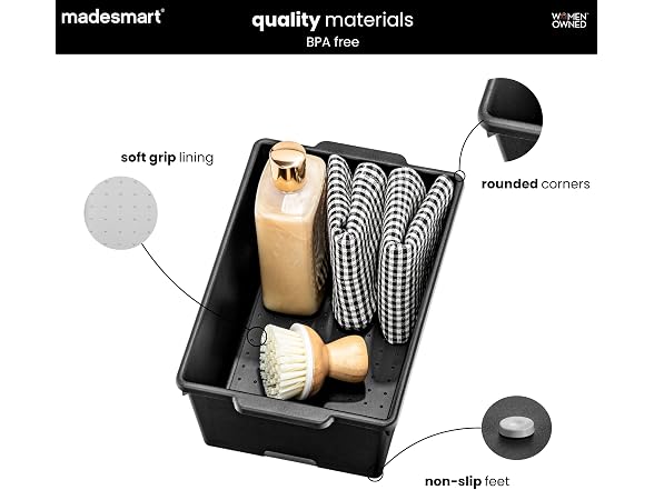 madesmart Small Deep Storage Bin,Carbon