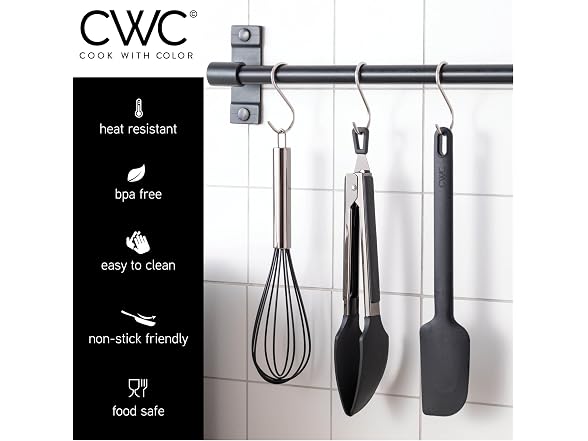 Silicone 3 Pc Utensils Set, Black
